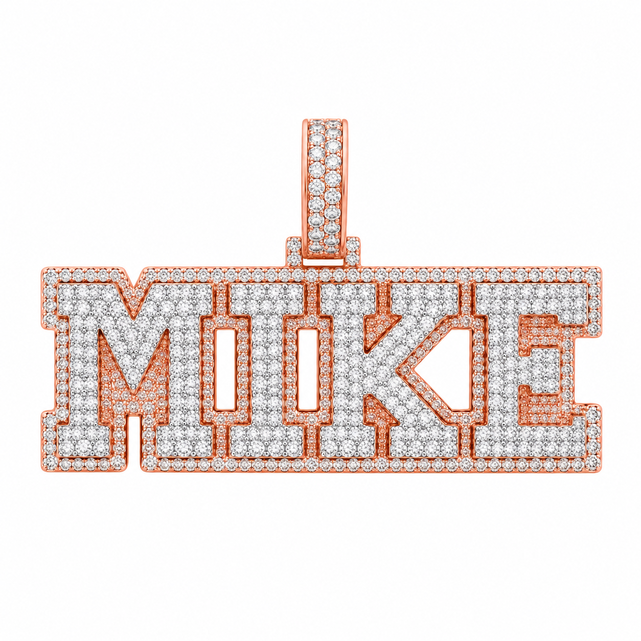 Custom "MIKE" Letter Diamond Pendant