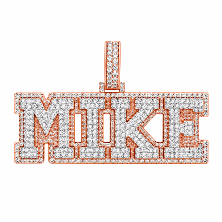 Custom "MIKE" Letter Diamond Pendant