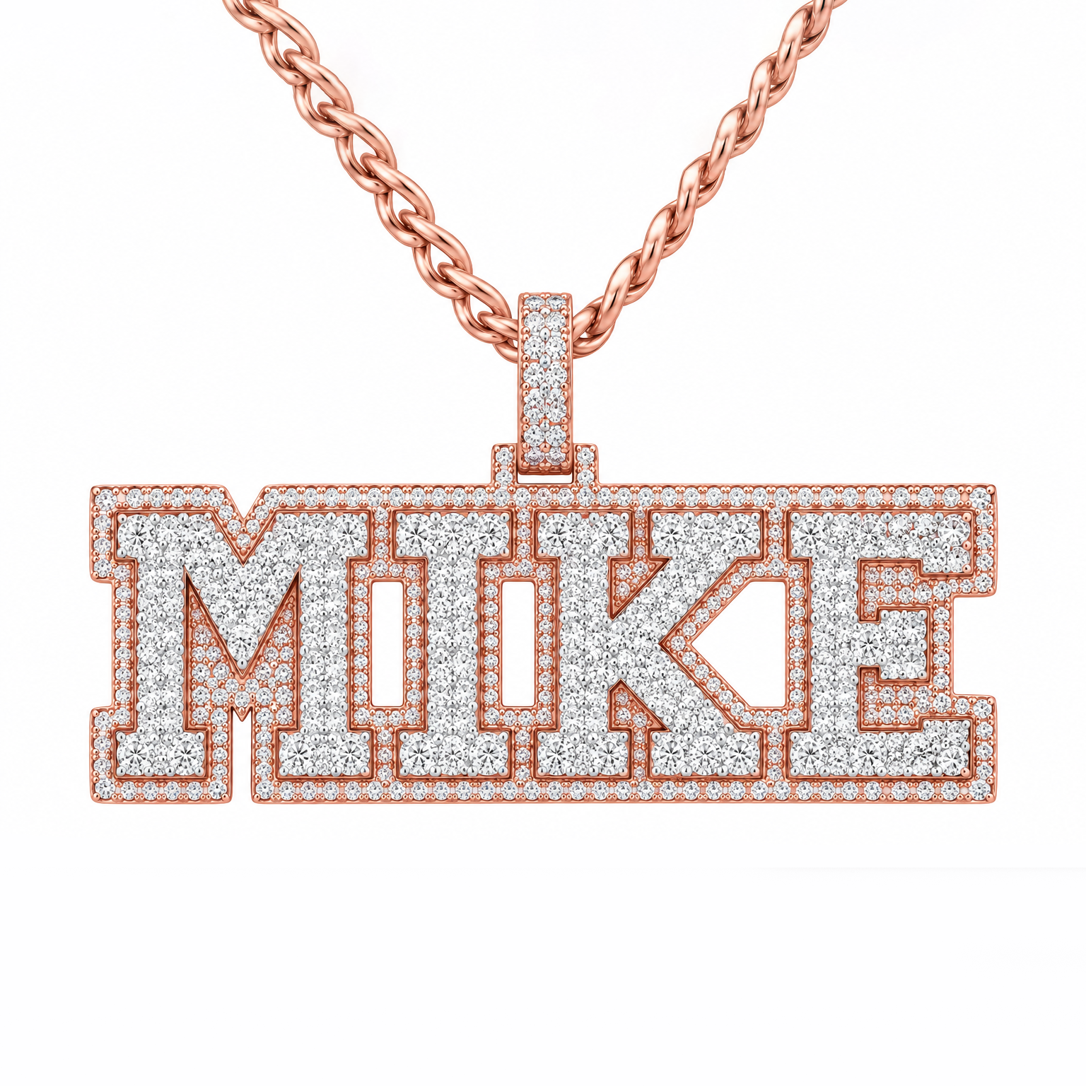 Custom "MIKE" Letter Diamond Pendant