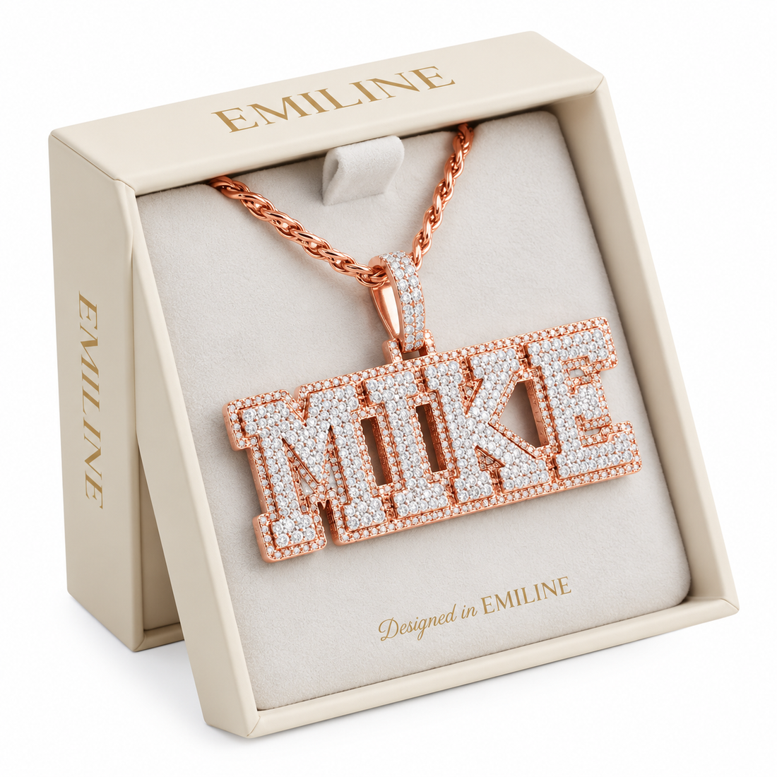 Custom "MIKE" Letter Diamond Pendant