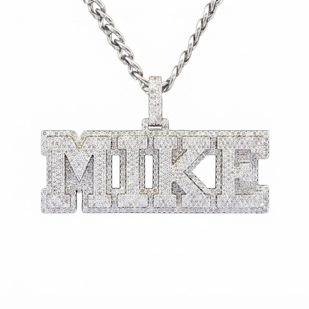 Custom "MIKE" Letter Diamond Pendant