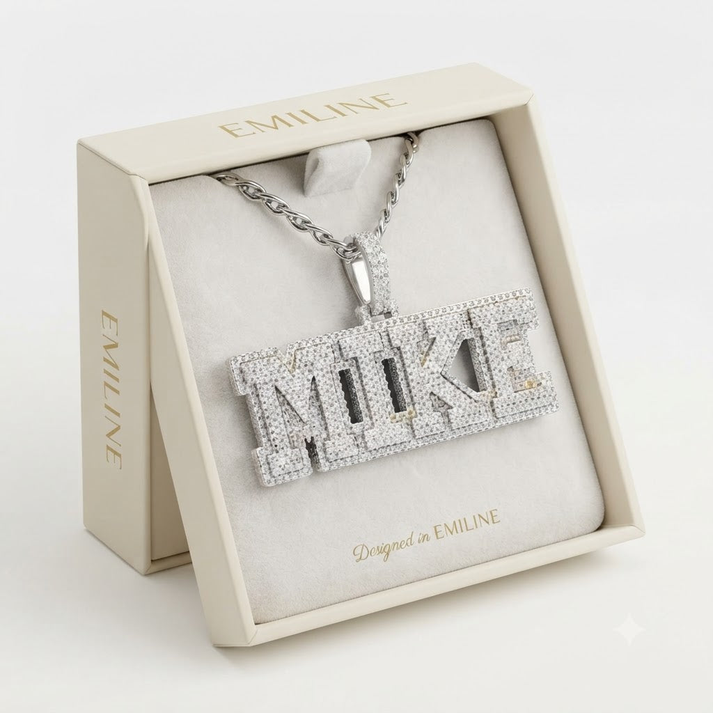 Custom "MIKE" Letter Diamond Pendant
