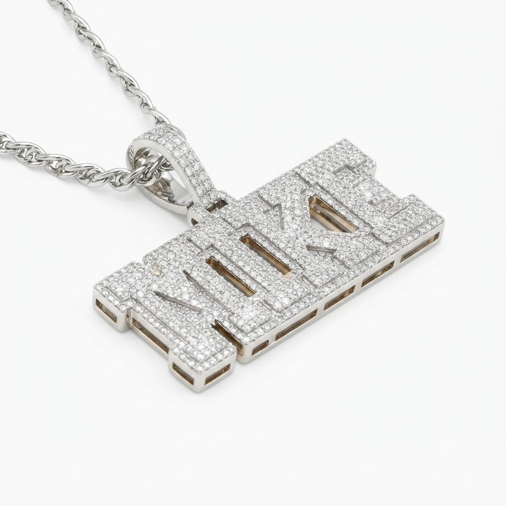 Custom "MIKE" Letter Diamond Pendant