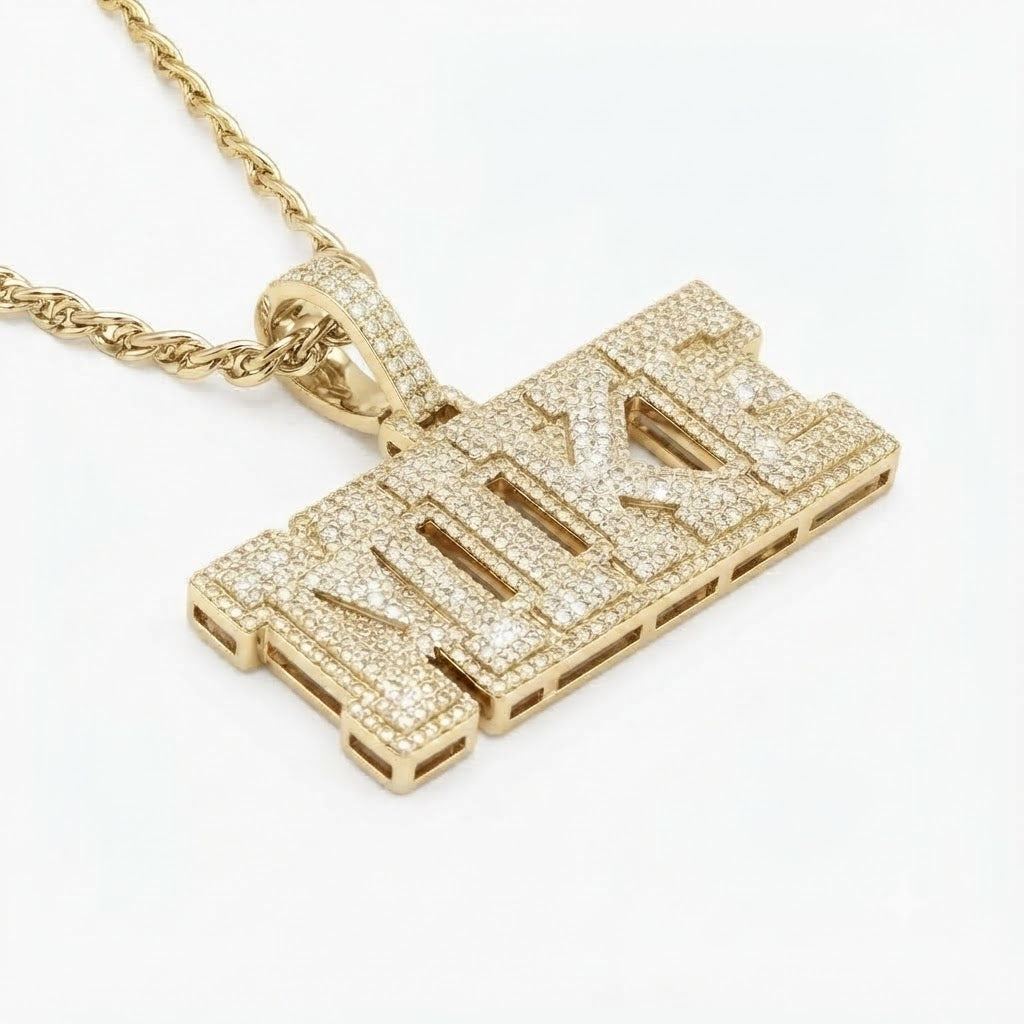 Custom "MIKE" Letter Diamond Pendant