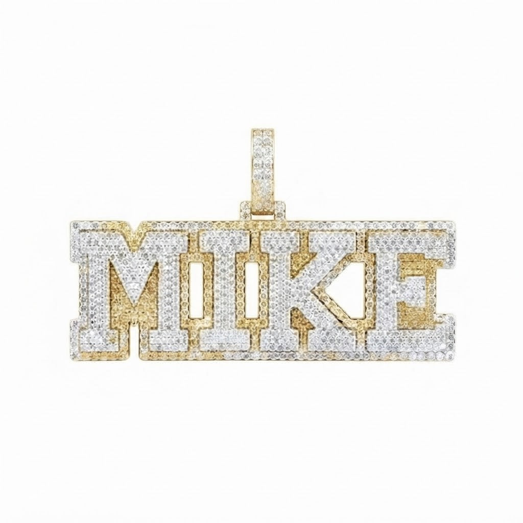 Custom "MIKE" Letter Diamond Pendant