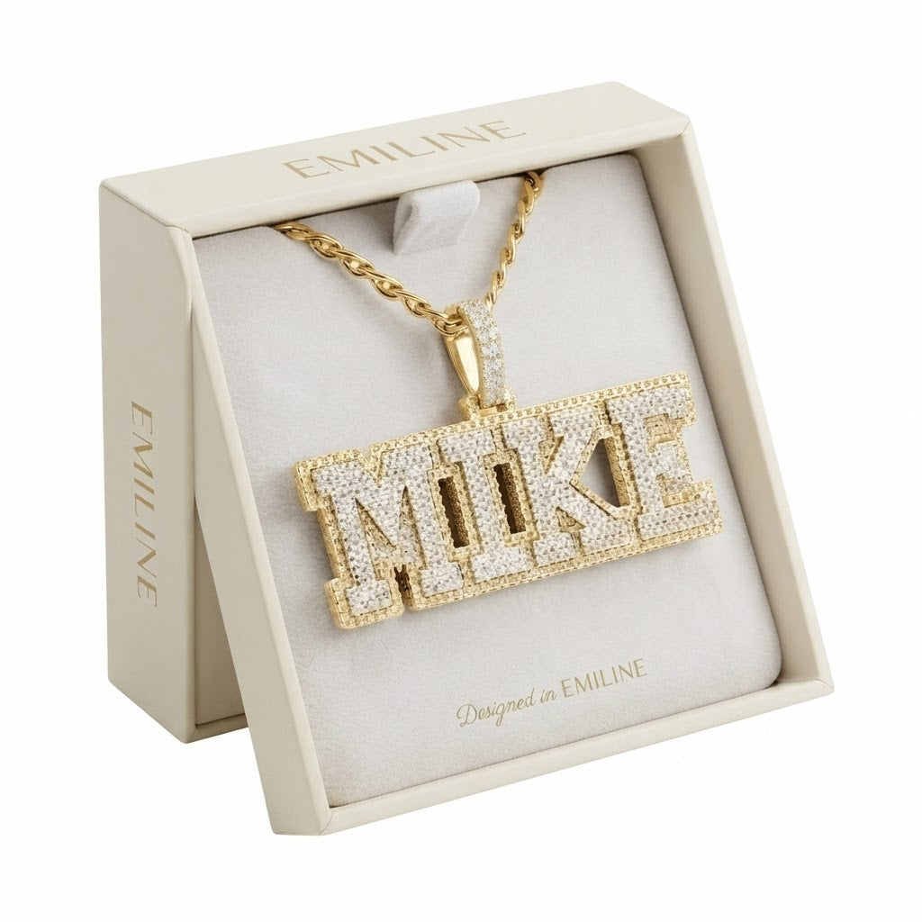 Custom "MIKE" Letter Diamond Pendant