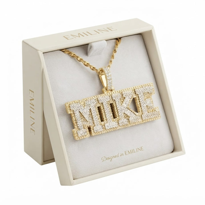 Custom "MIKE" Letter Diamond Pendant