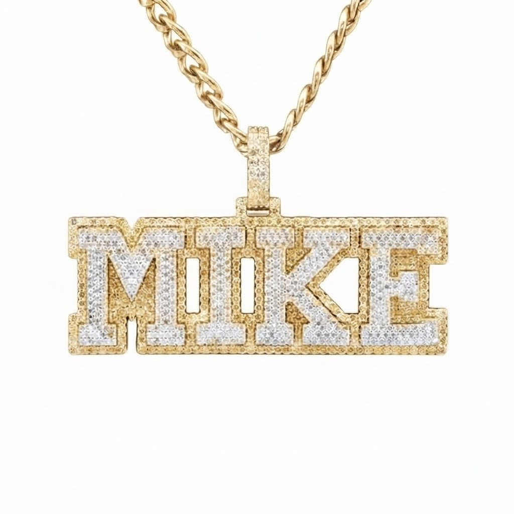 Custom "MIKE" Letter Diamond Pendant