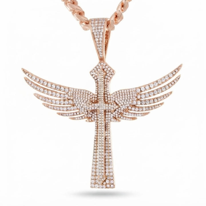 Winged Cross Pendant in 925 Sterling Silver