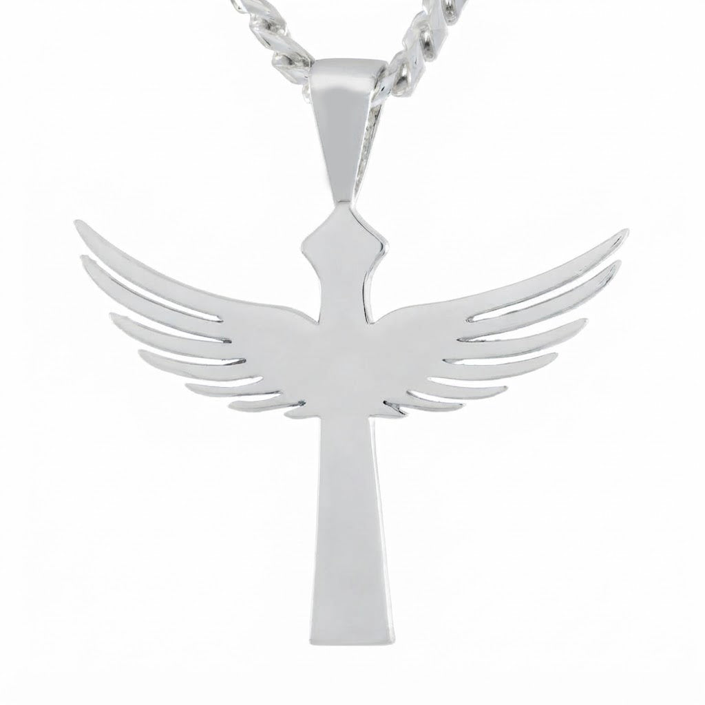Winged Cross Pendant in 925 Sterling Silver