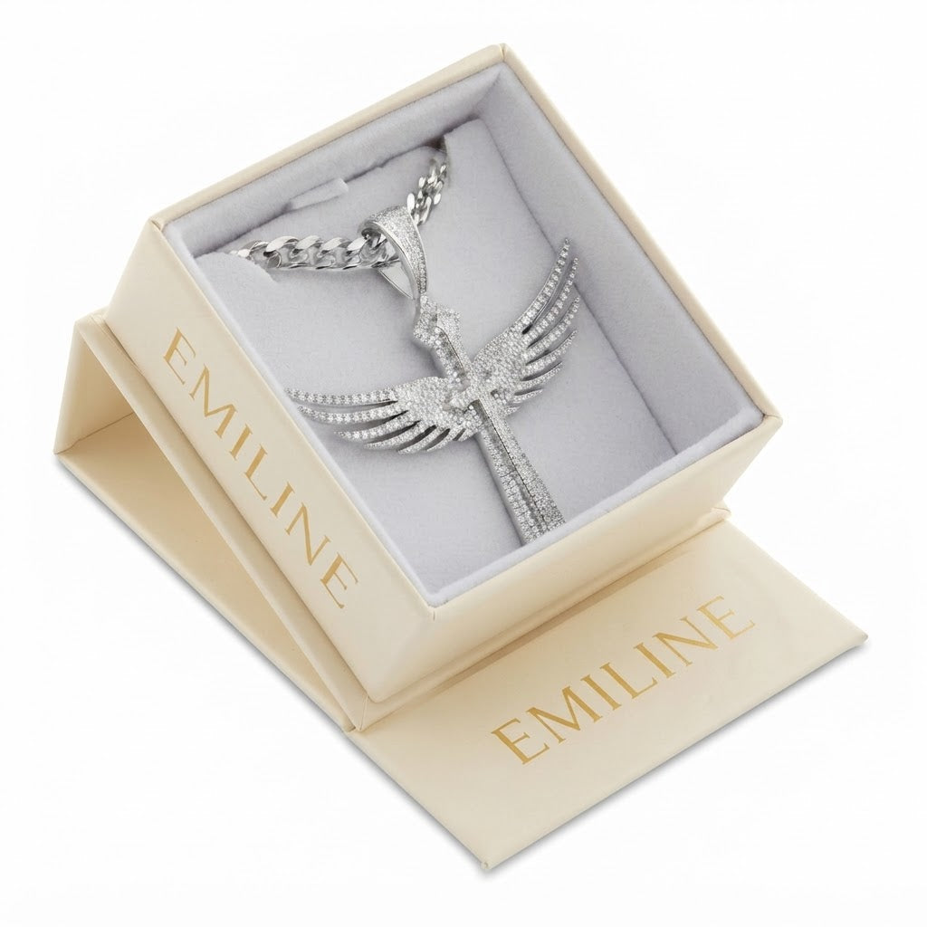 Winged Cross Pendant in 925 Sterling Silver