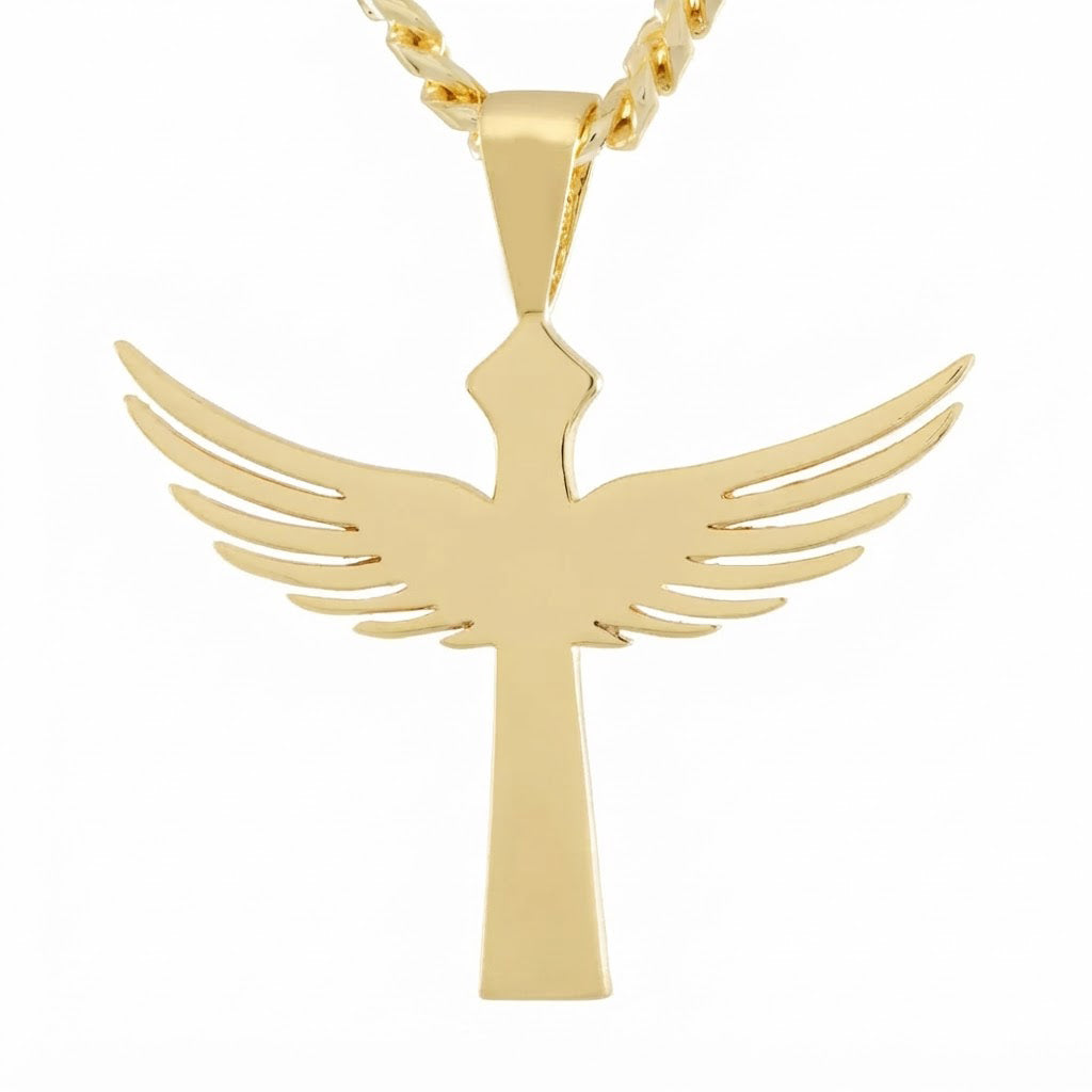Winged Cross Pendant in 925 Sterling Silver