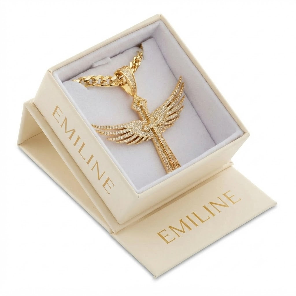 Winged Cross Pendant in 925 Sterling Silver