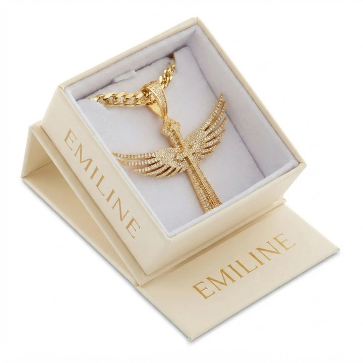 Winged Cross Pendant in 925 Sterling Silver