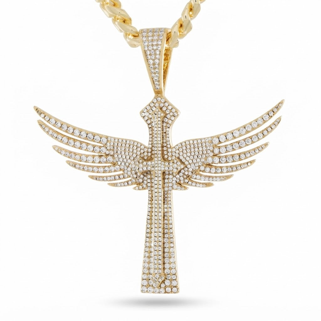 Winged Cross Pendant in 925 Sterling Silver