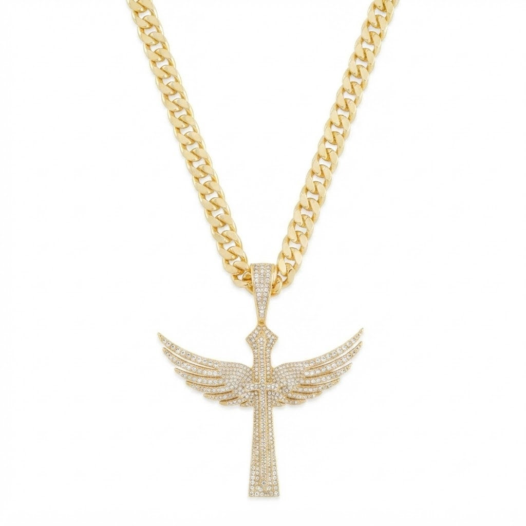 Winged Cross Pendant in 925 Sterling Silver