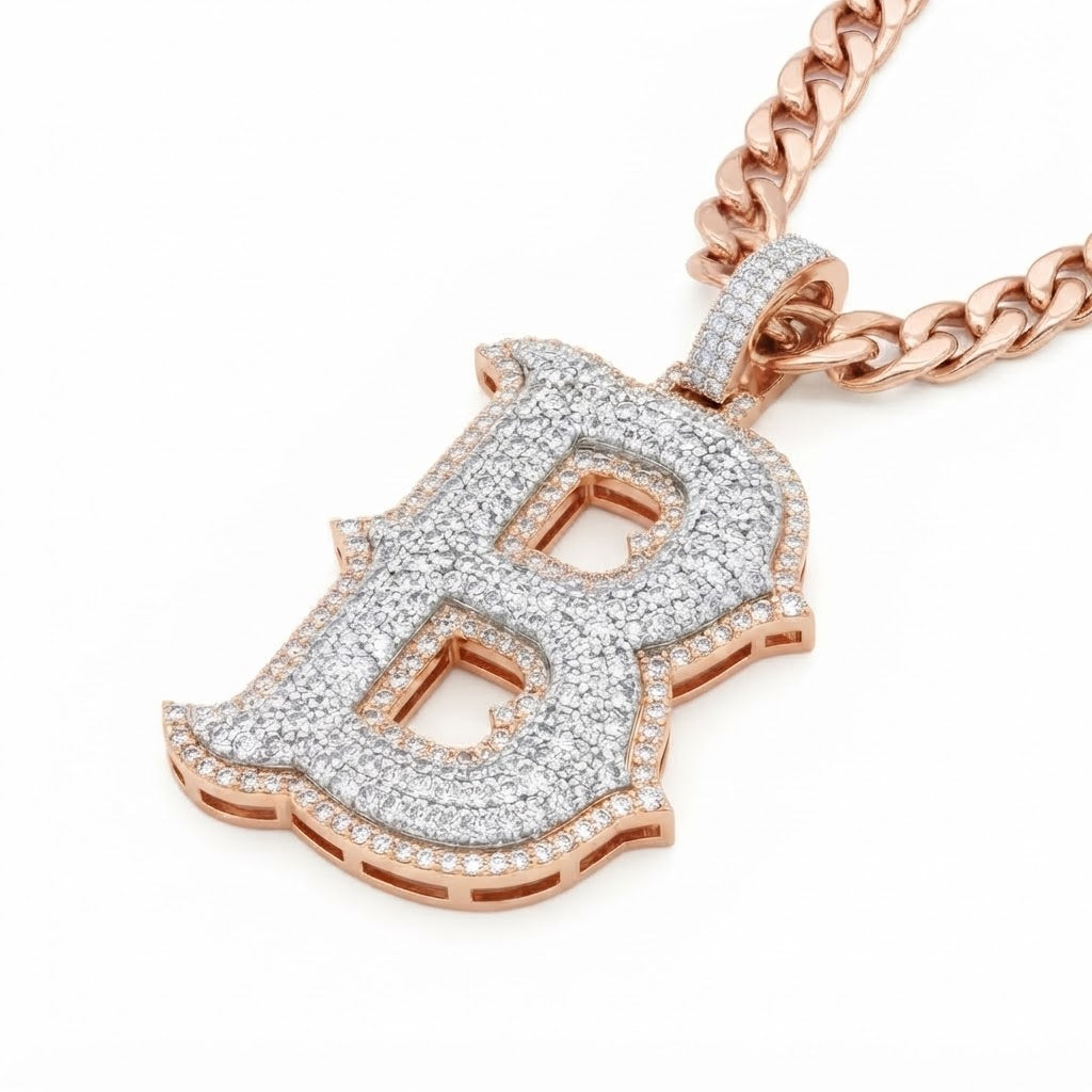Moissanite Diamond "B" Custom Letter Pendant