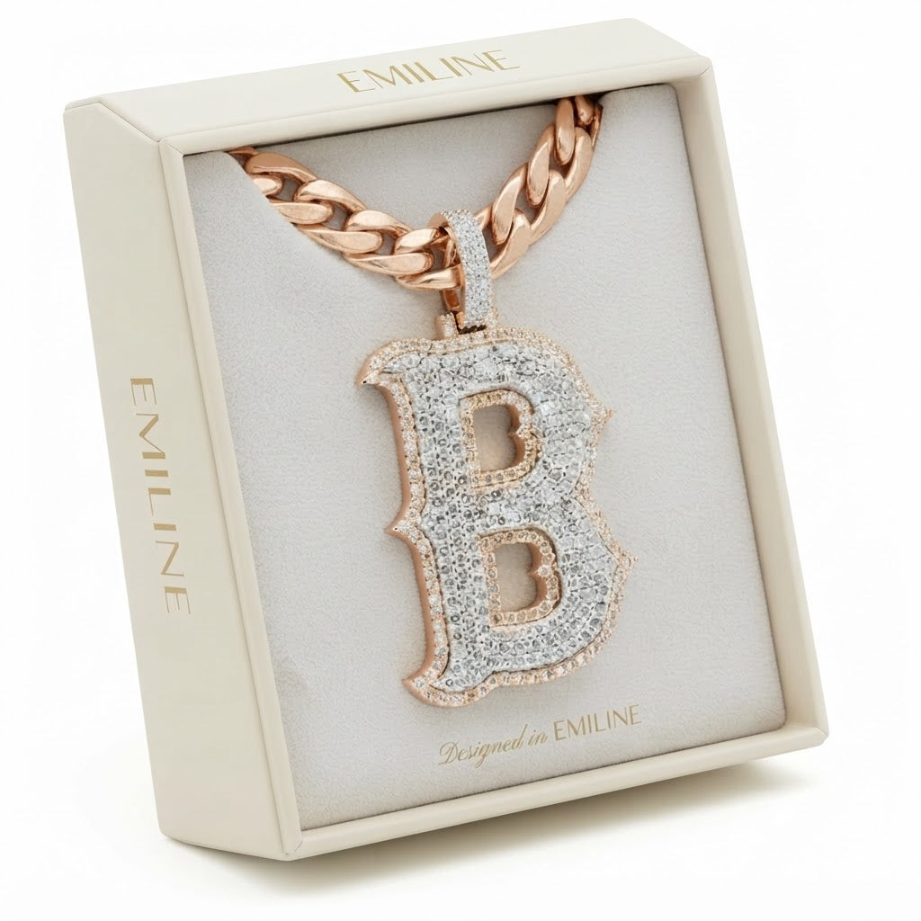Moissanite Diamond "B" Custom Letter Pendant
