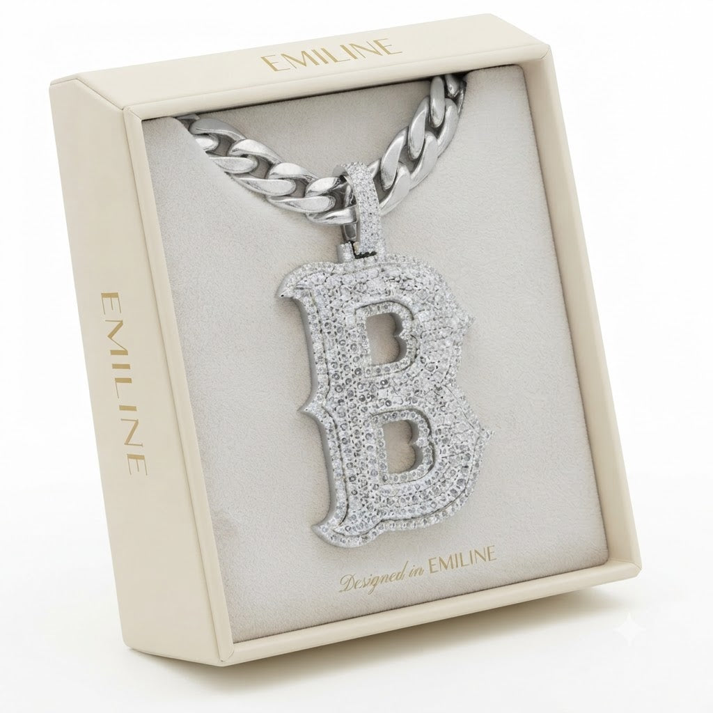 Moissanite Diamond "B" Custom Letter Pendant