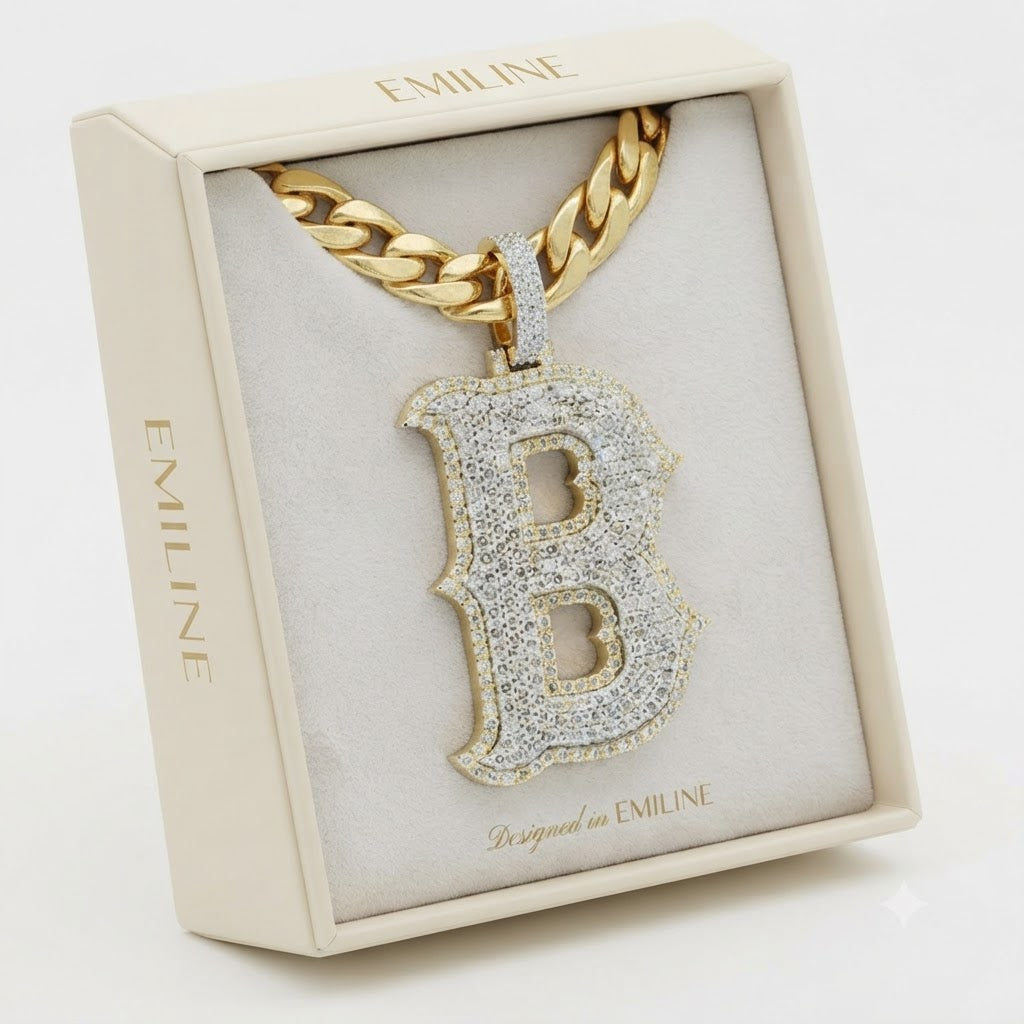 Moissanite Diamond "B" Custom Letter Pendant
