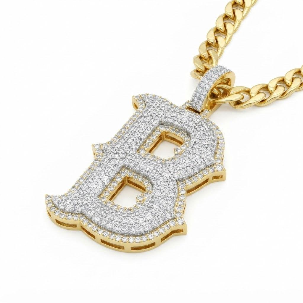 Moissanite Diamond "B" Custom Letter Pendant