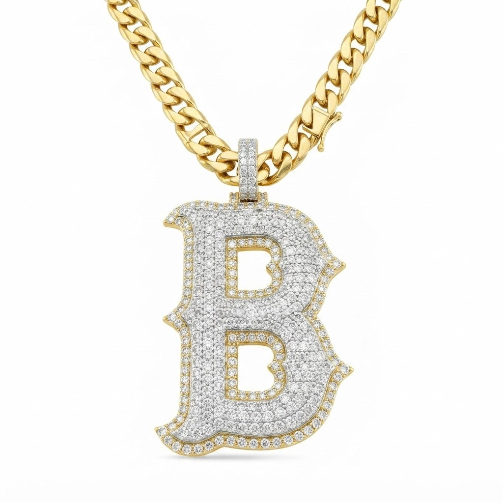 Moissanite Diamond "B" Custom Letter Pendant