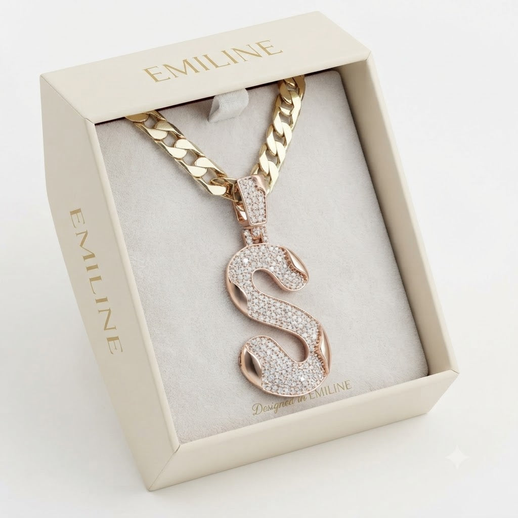 Curved S Letter Diamond Pendant