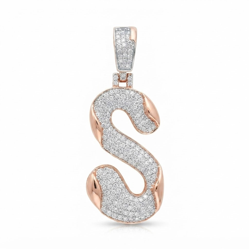 Curved S Letter Diamond Pendant