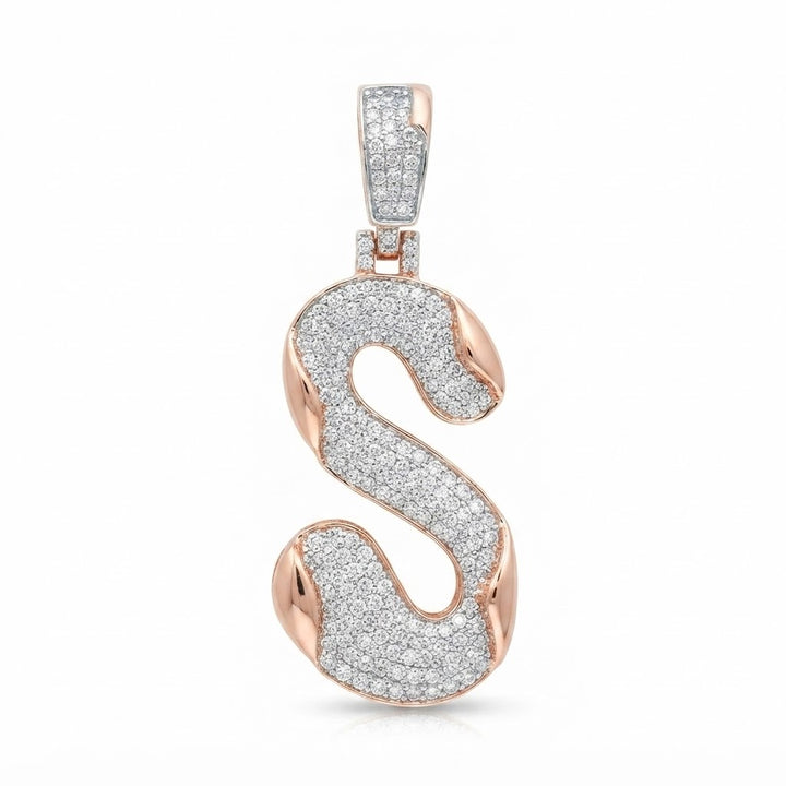 Curved S Letter Diamond Pendant
