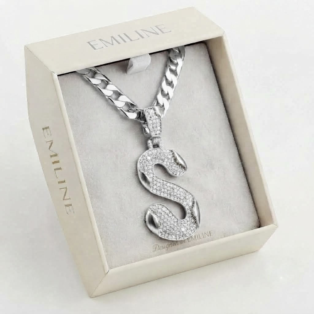 Curved S Letter Diamond Pendant