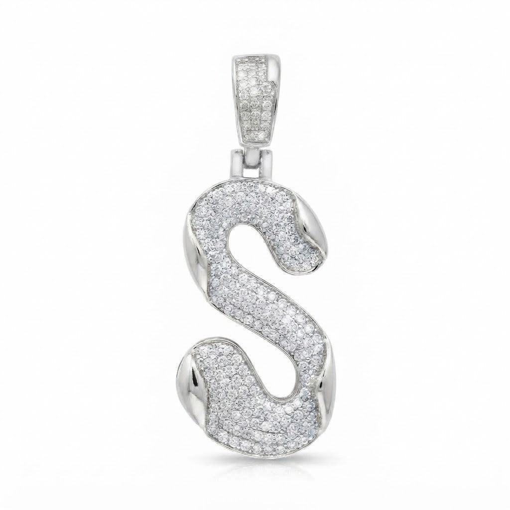 Curved S Letter Diamond Pendant
