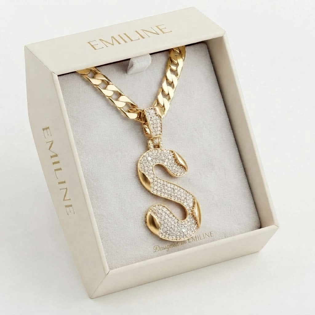 Curved S Letter Diamond Pendant