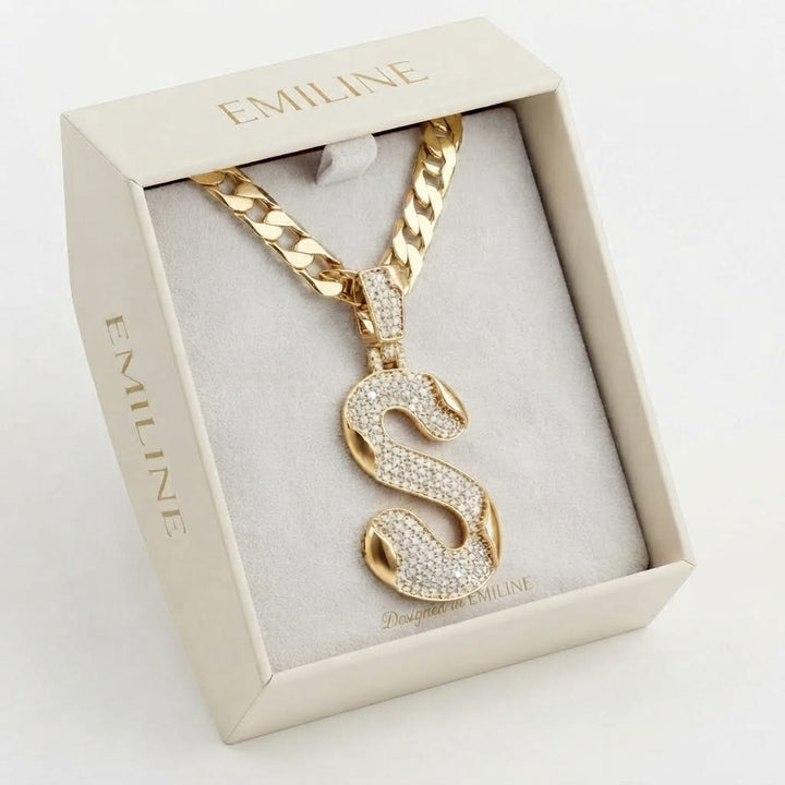 Curved S Letter Diamond Pendant