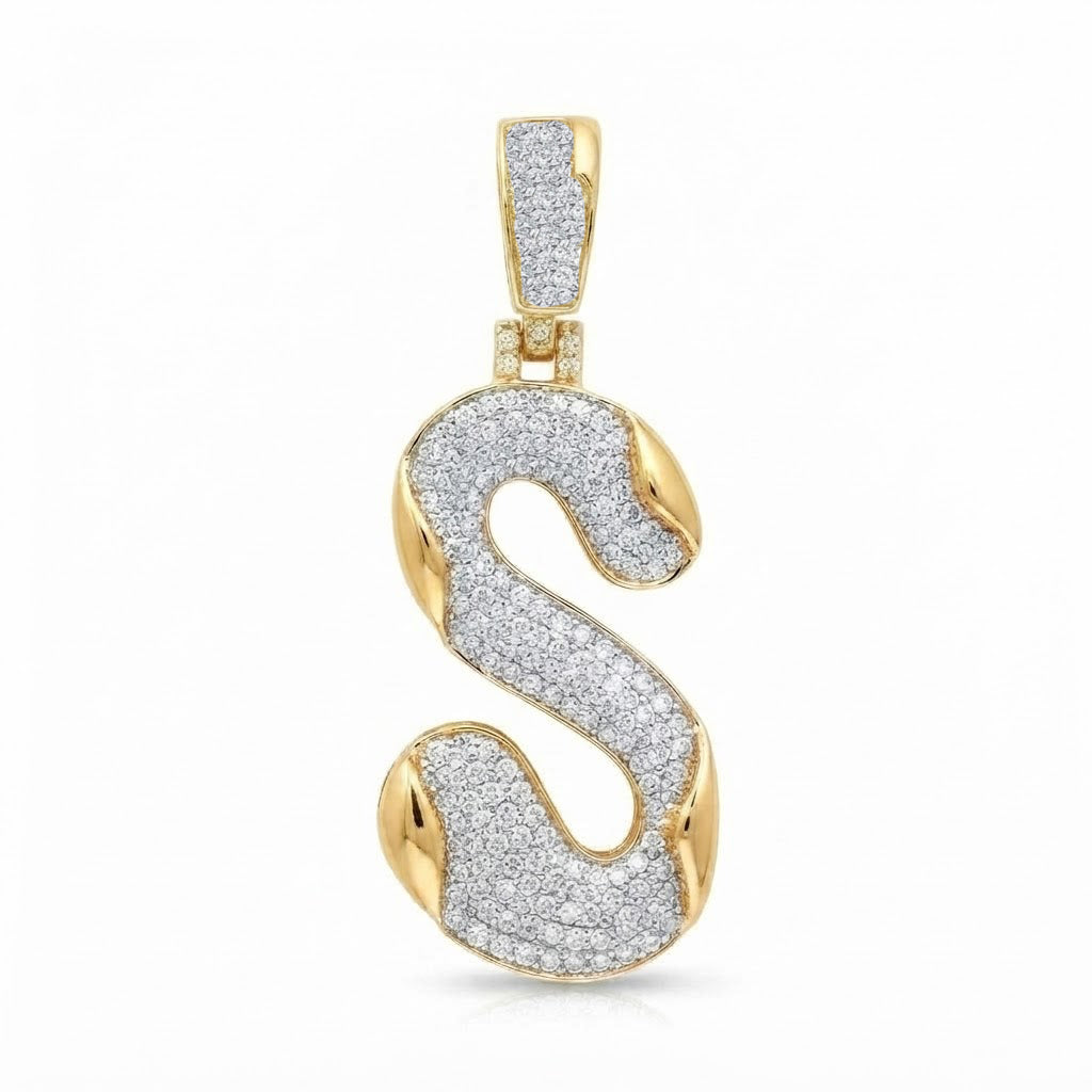 Curved S Letter Diamond Pendant