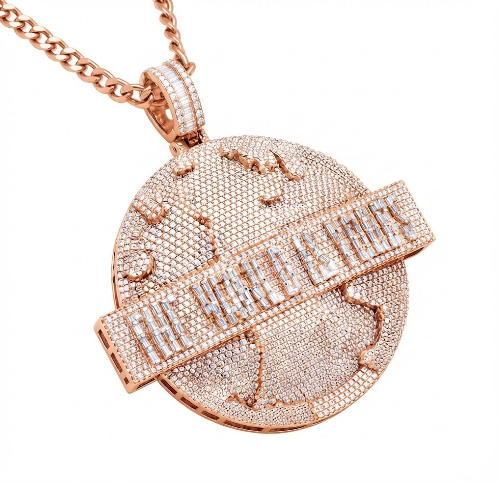 World Map The World Is Yours Custom Name Pendant