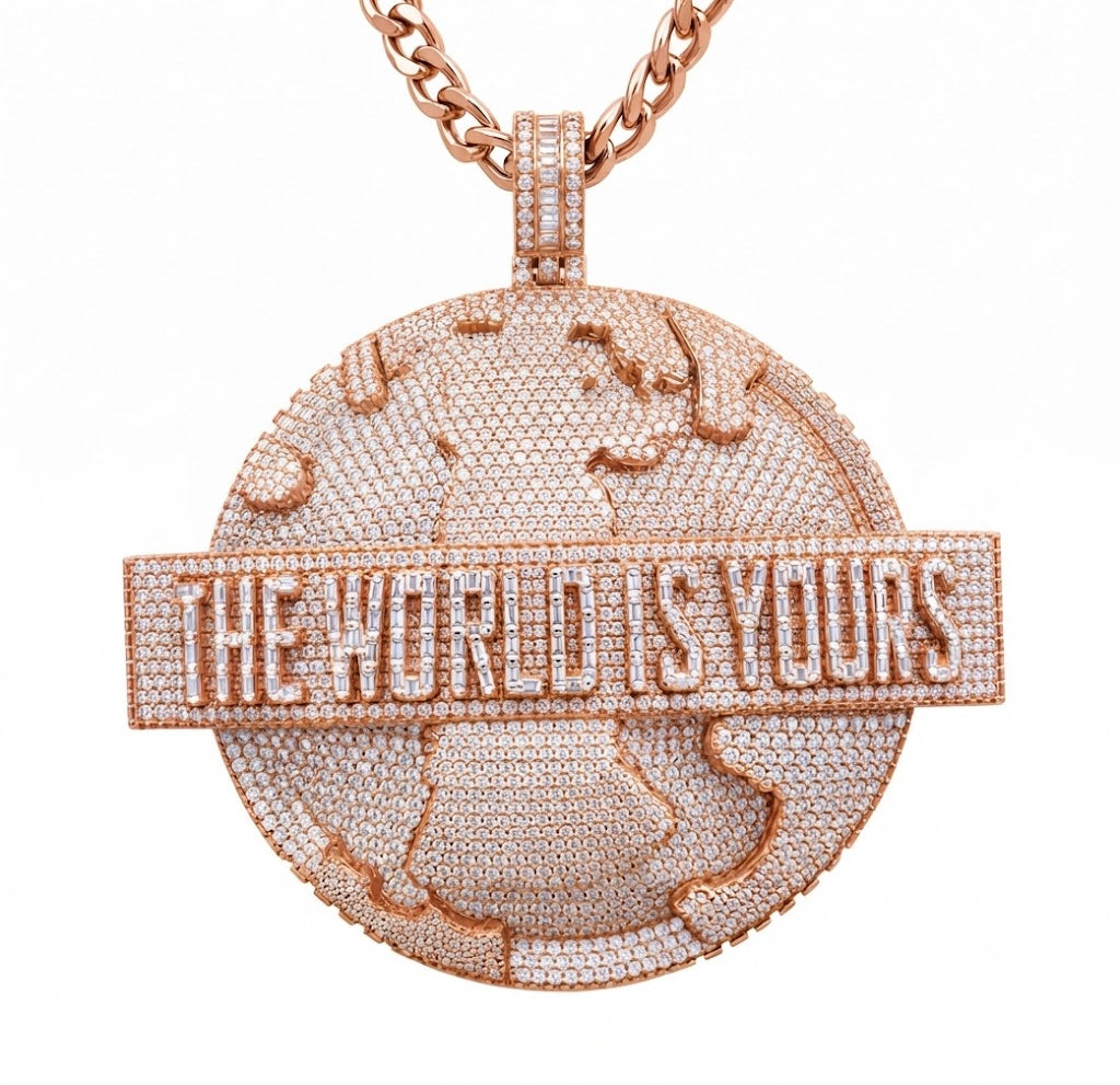 World Map The World Is Yours Custom Name Pendant