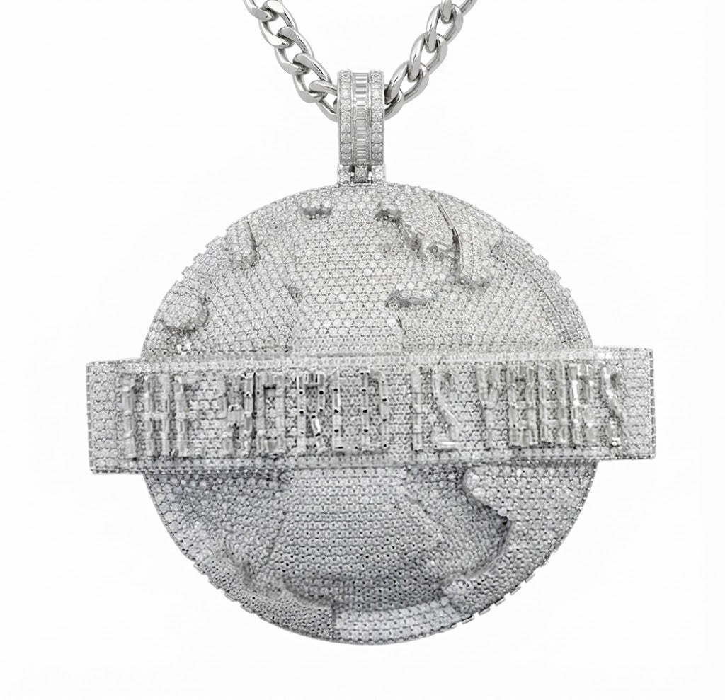 World Map The World Is Yours Custom Name Pendant
