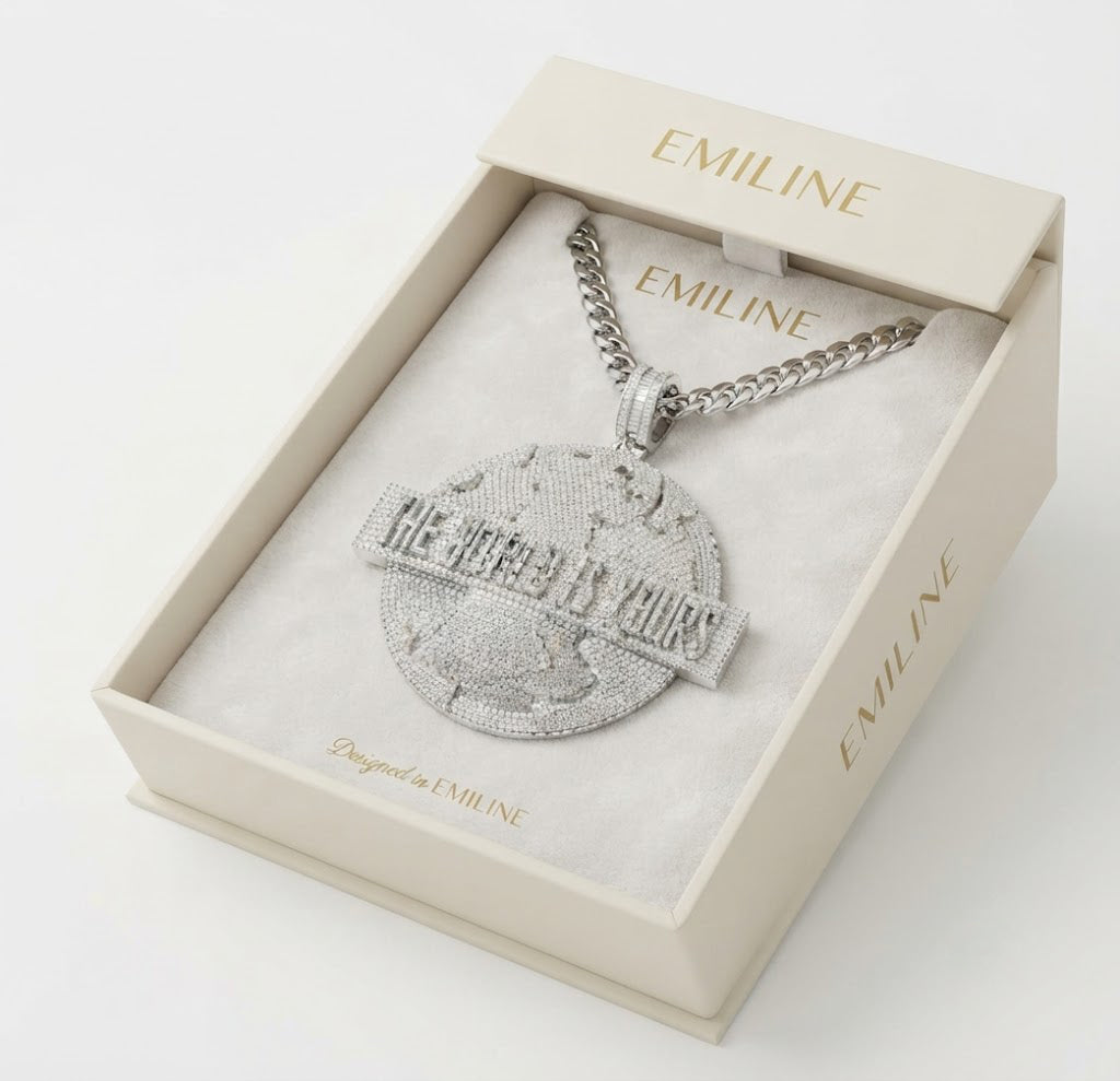 World Map The World Is Yours Custom Name Pendant
