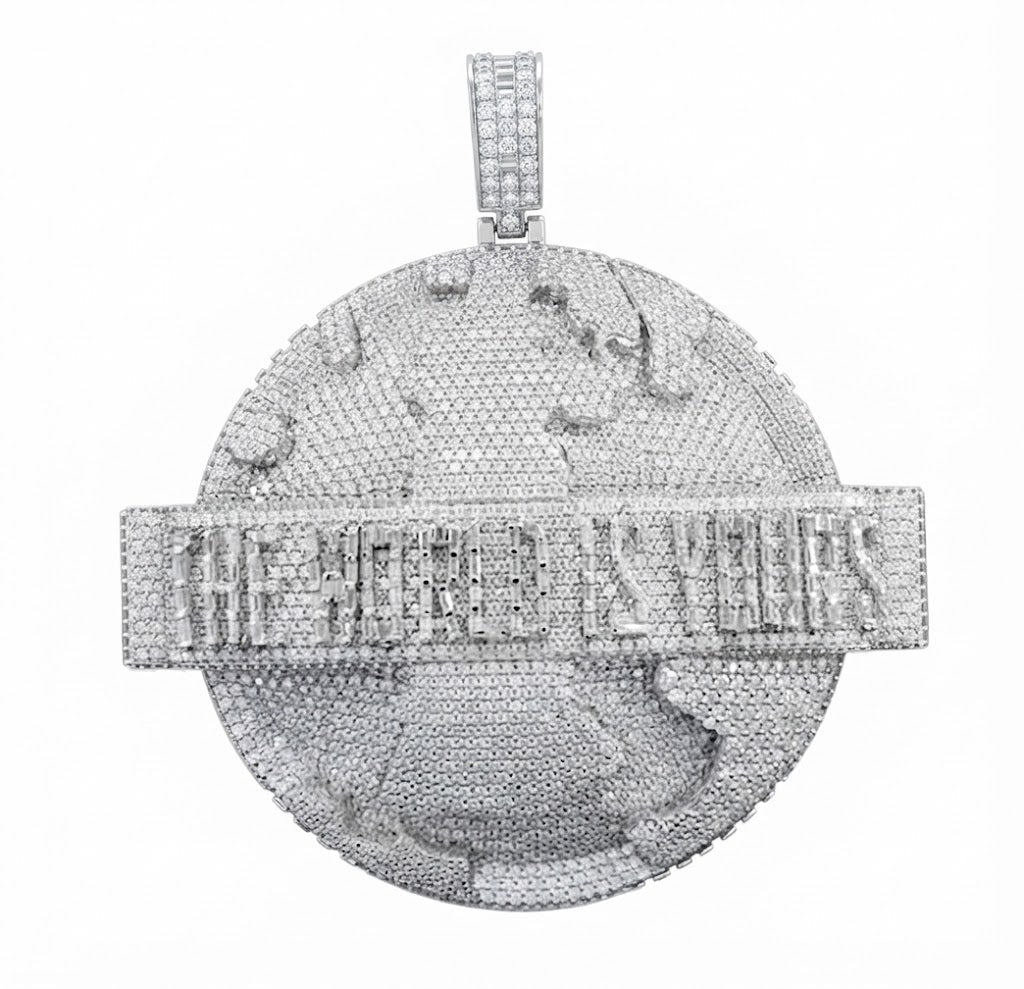 World Map The World Is Yours Custom Name Pendant