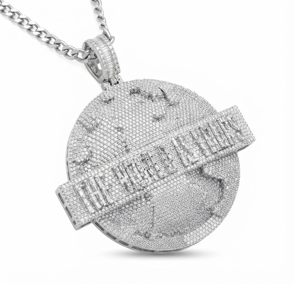 World Map The World Is Yours Custom Name Pendant