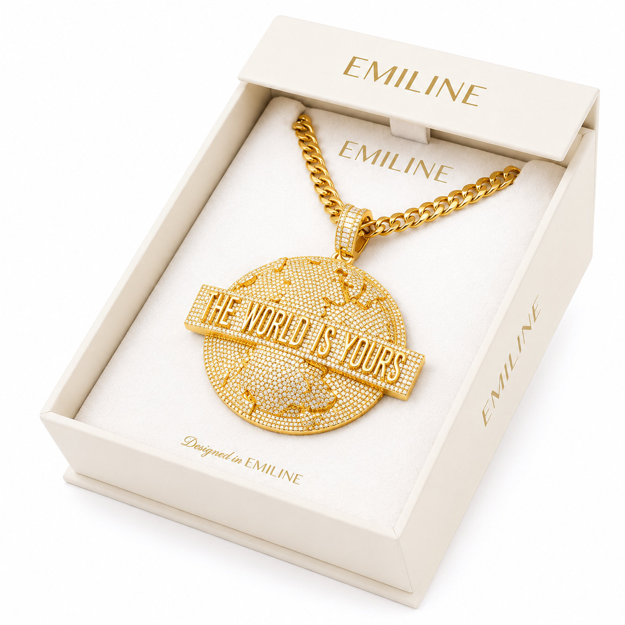 World Map The World Is Yours Custom Name Pendant