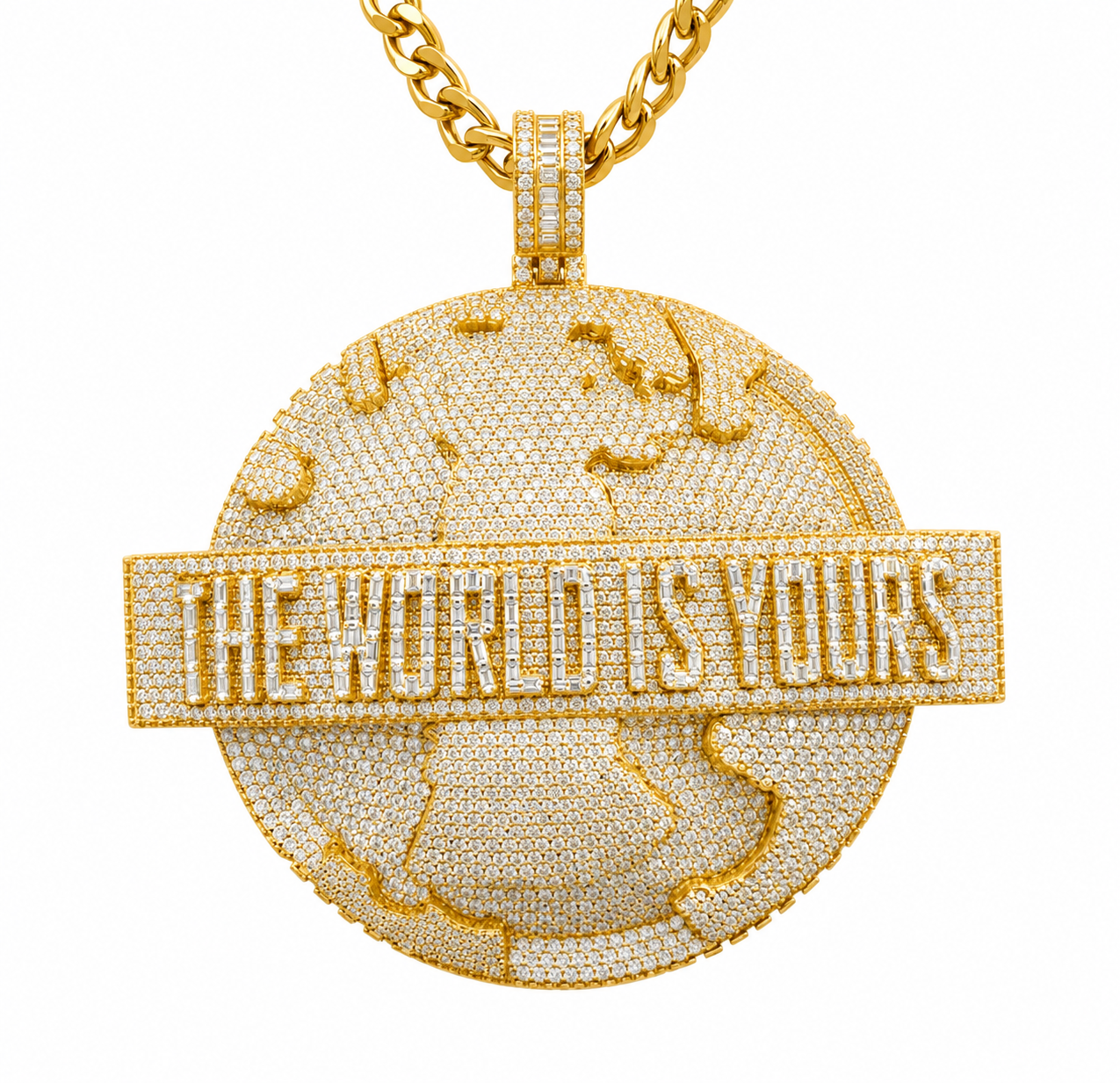 World Map The World Is Yours Custom Name Pendant