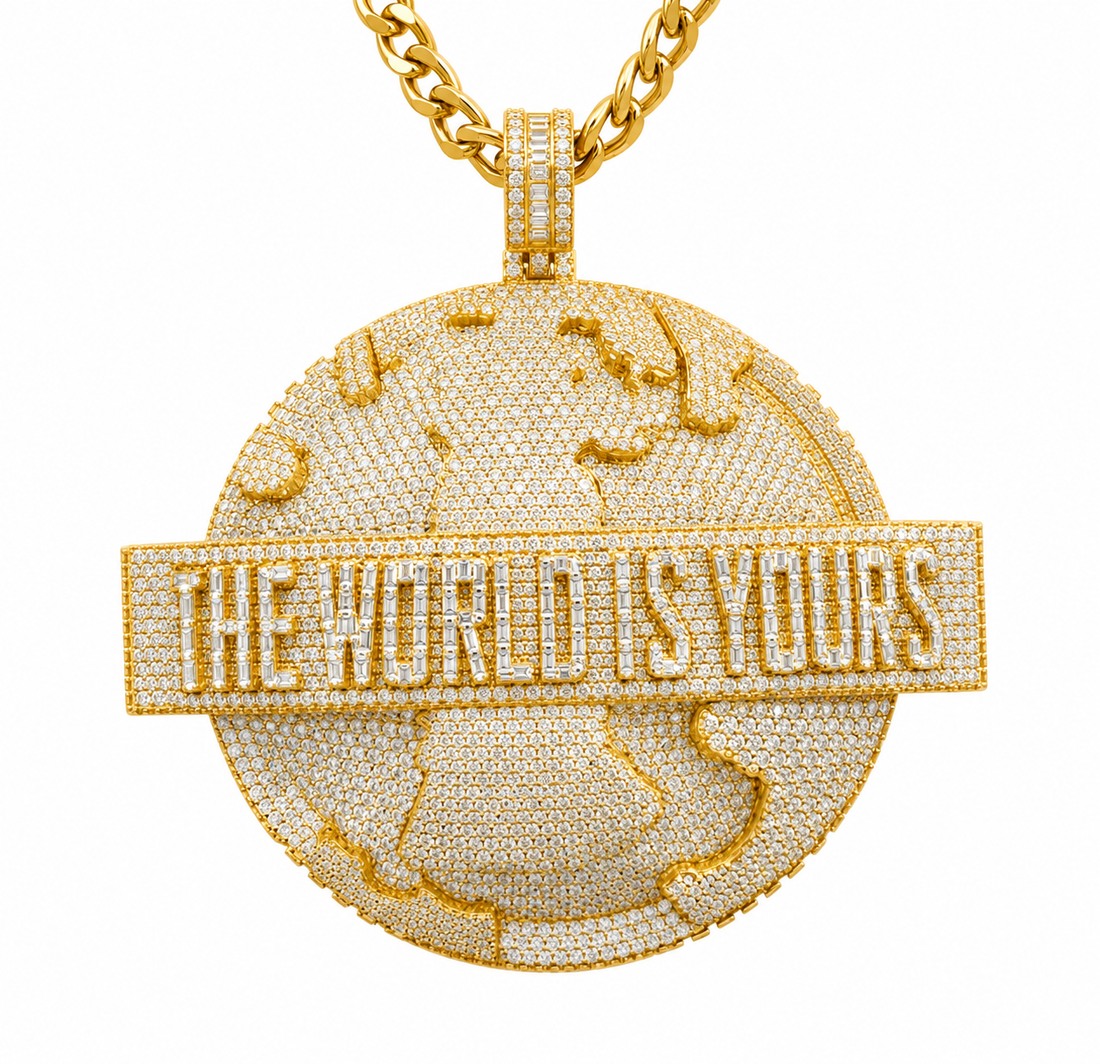 World Map The World Is Yours Custom Name Pendant
