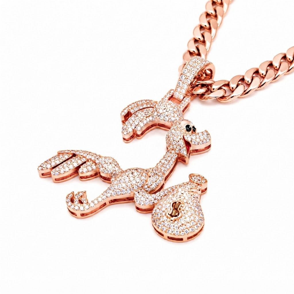 Dancing Flamingo Pendant with Money Bag Charm