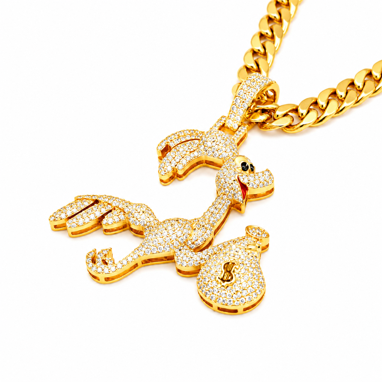 Dancing Flamingo Pendant with Money Bag Charm