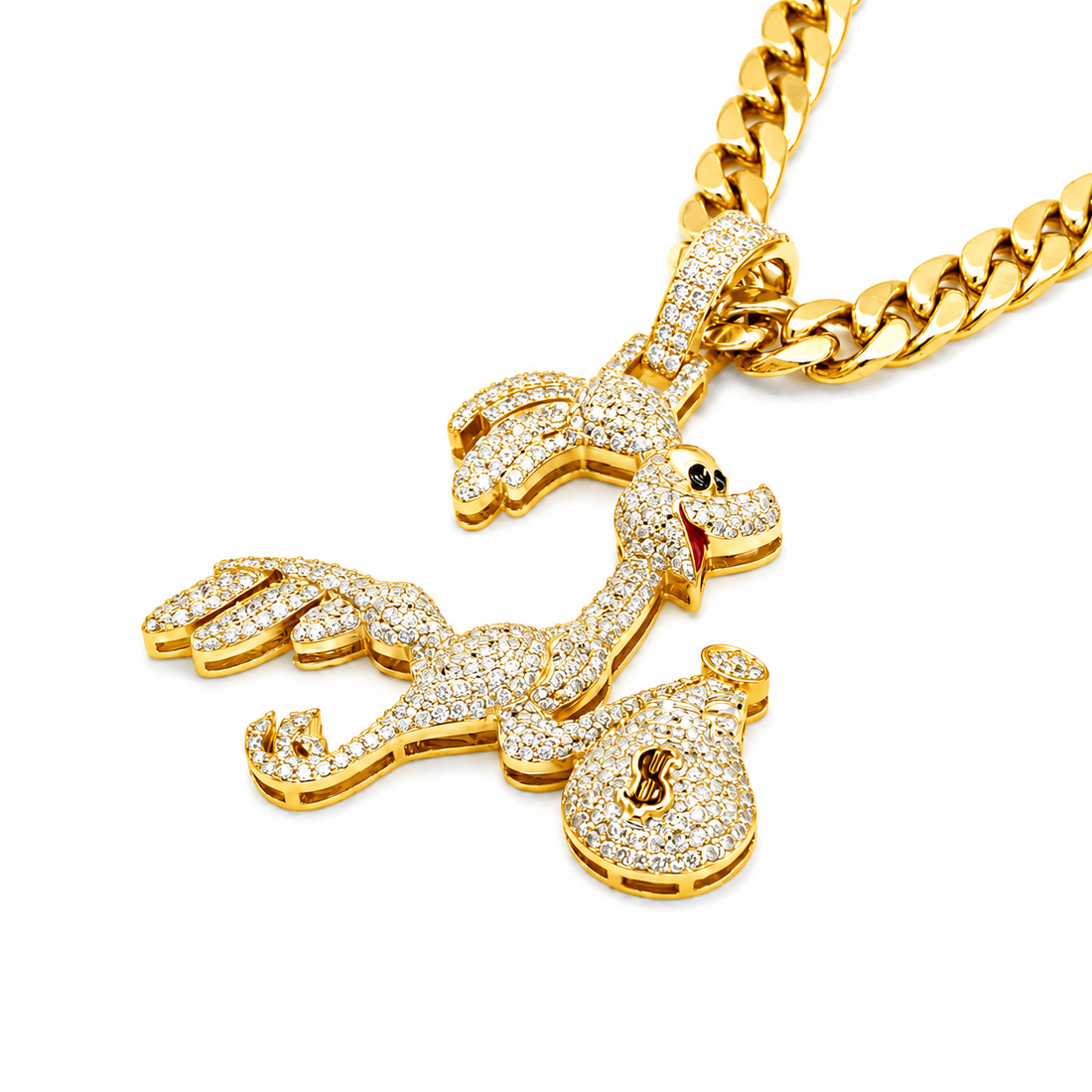 Dancing Flamingo Pendant with Money Bag Charm