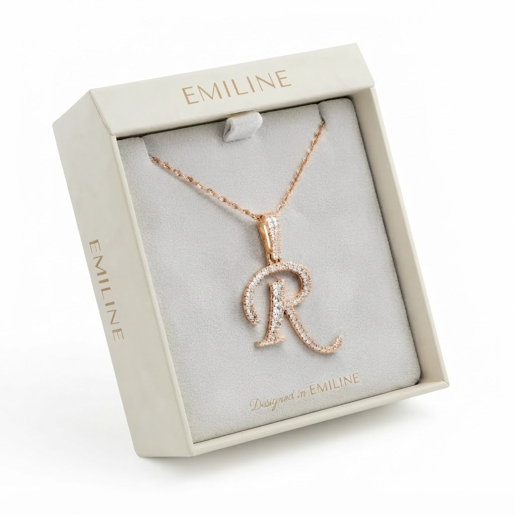 Stylized Letter "R" Diamond Pendant