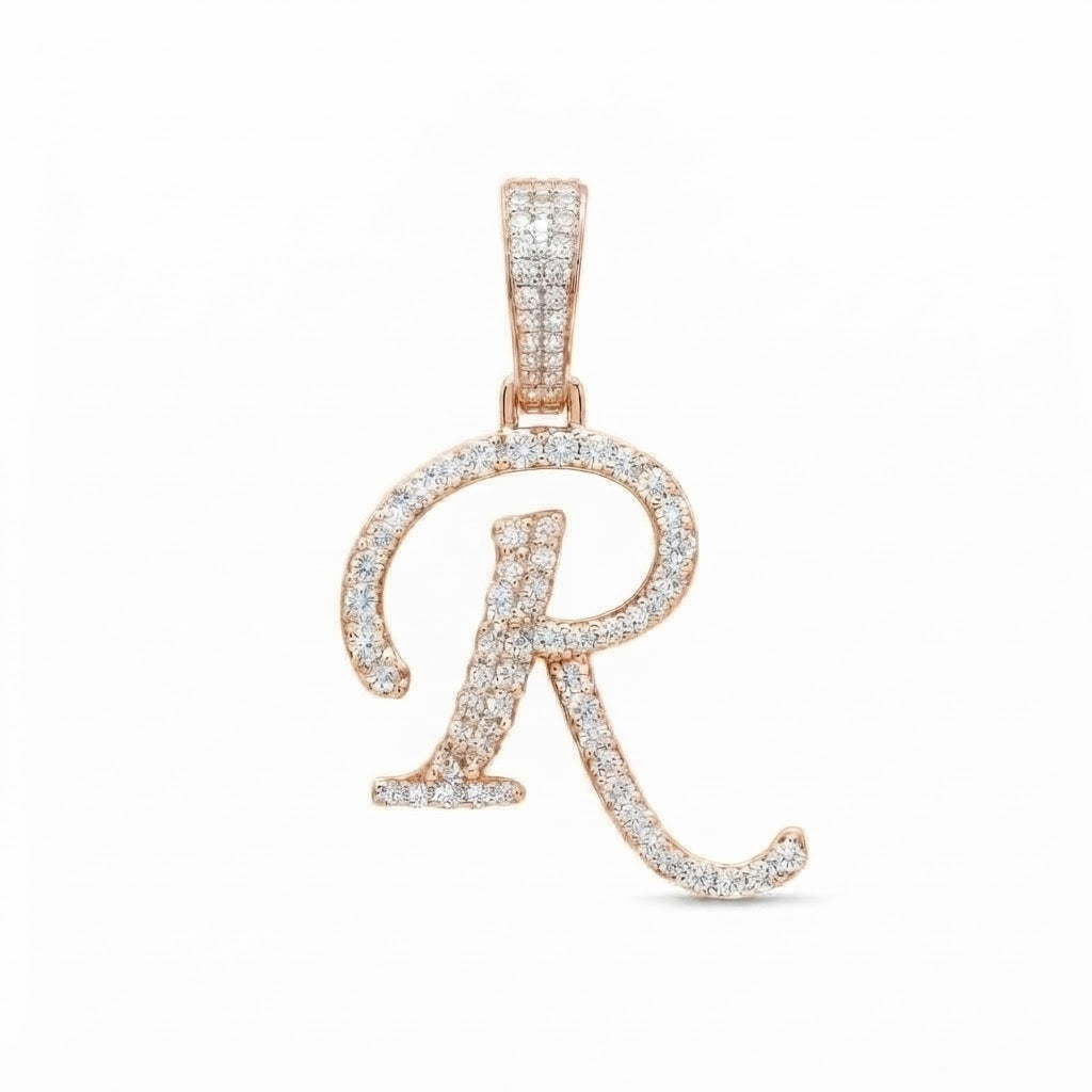 Stylized Letter "R" Diamond Pendant