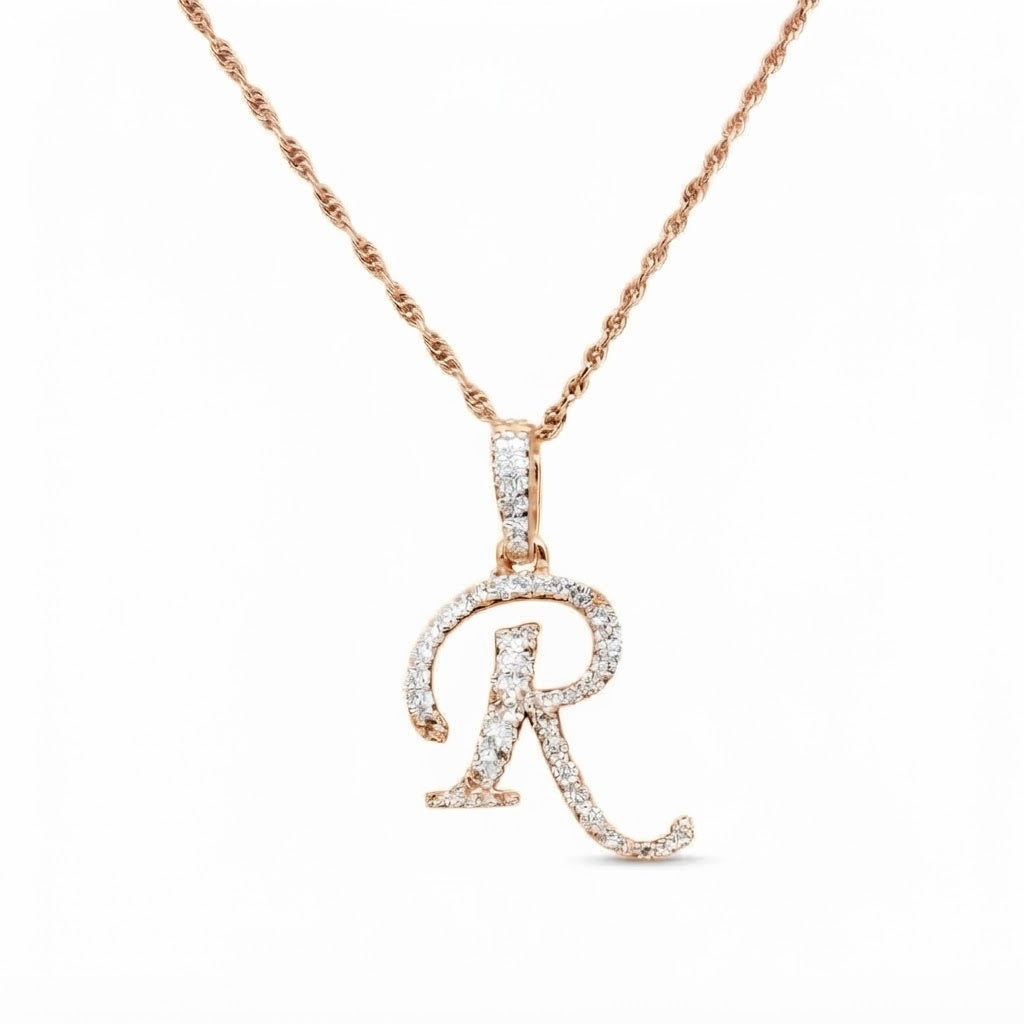 Stylized Letter "R" Diamond Pendant