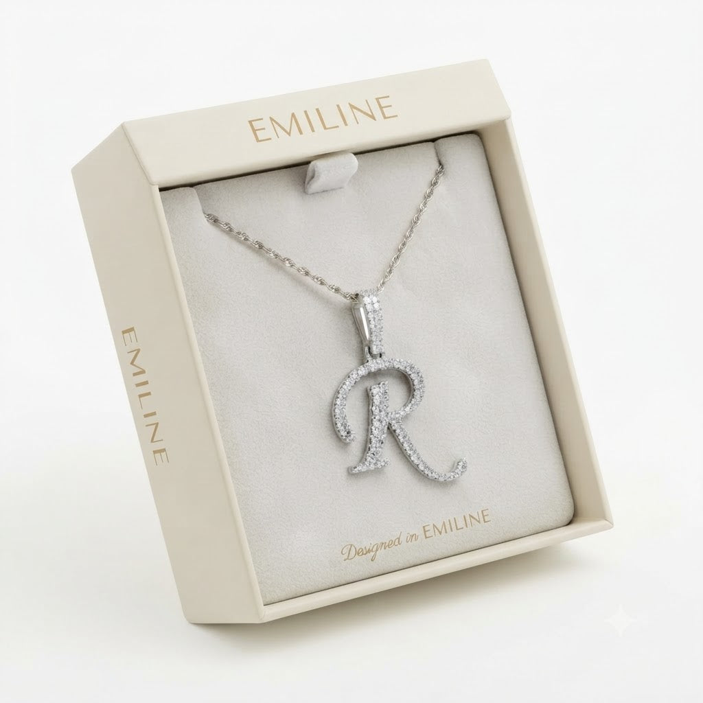 Stylized Letter "R" Diamond Pendant